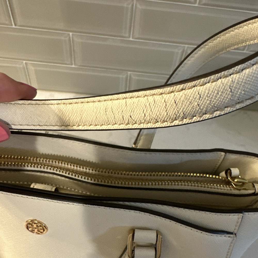 Tory Burch Tote Bag Shoulder Bag Robinson Medium Leather Ivory, Protective Bag. - Picture 10 of 16